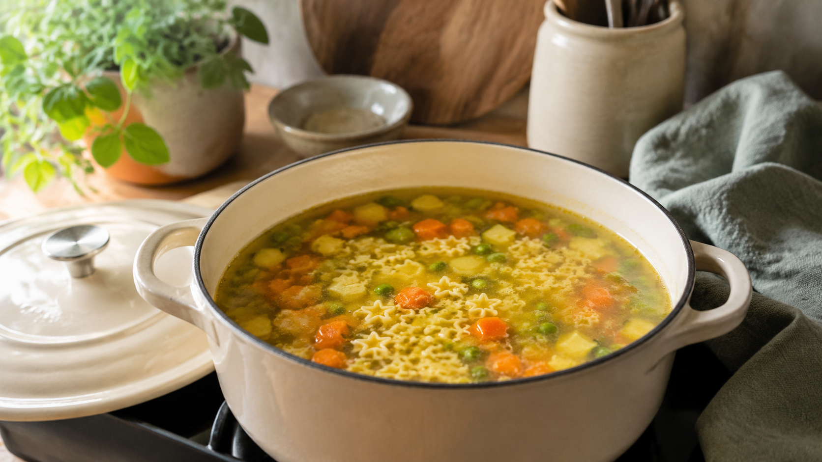 Zubereitung von Kinderfreundliche Gemüsesuppe mit Sternnudeln