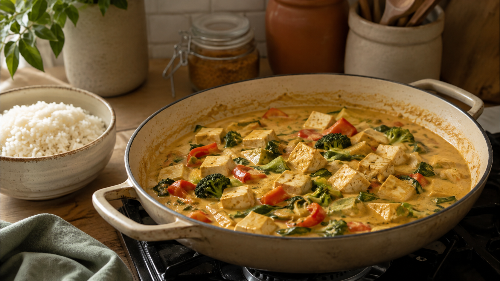 Zubereitung von Cremiges Thai-Curry mit Tofu