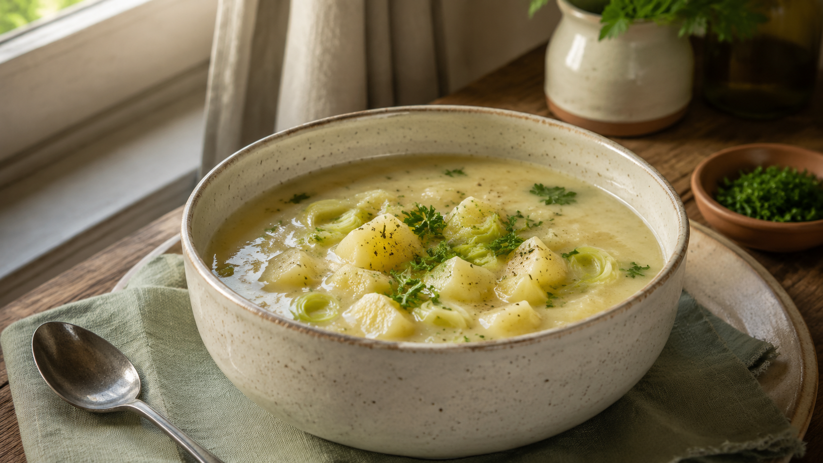 Detailansicht von Laktosefreie Kartoffelsuppe