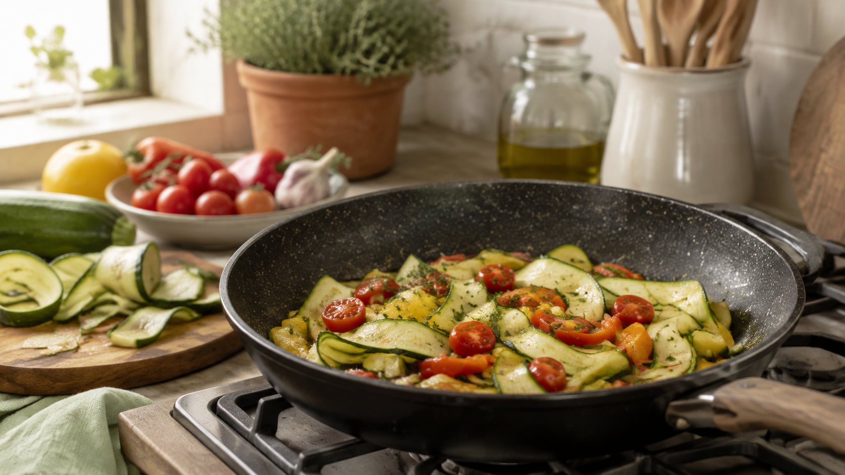 Zubereitung von Mediterrane Gemüsenudeln