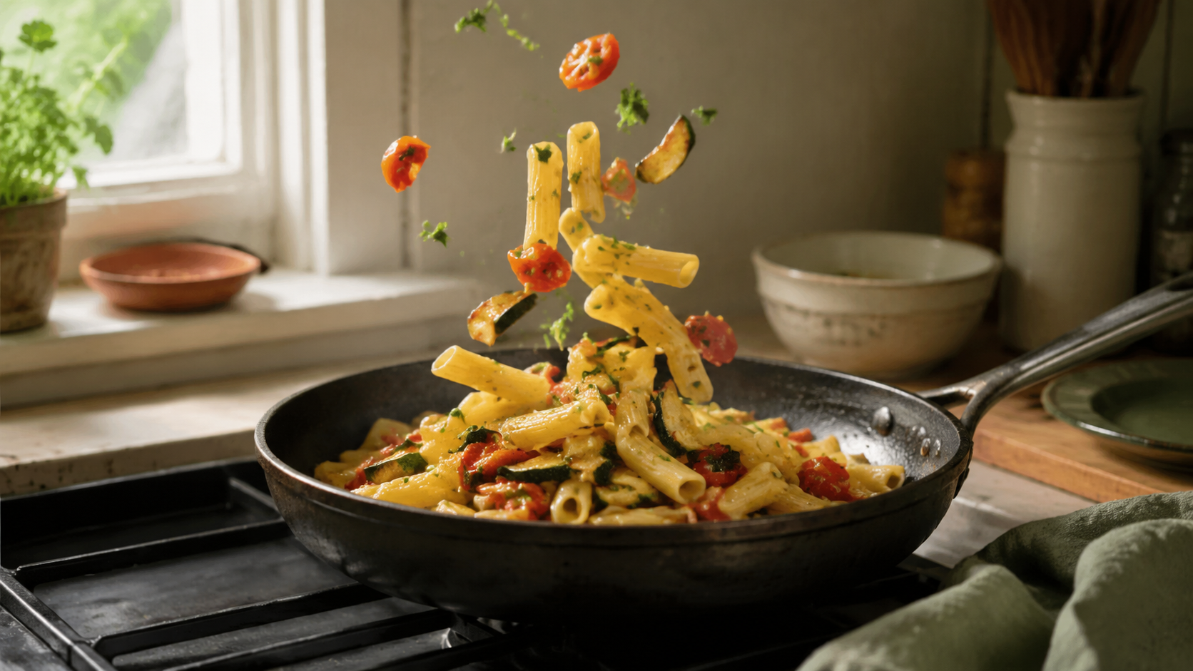 Zubereitung von Schnelle Tomaten-Zucchini-Nudeln