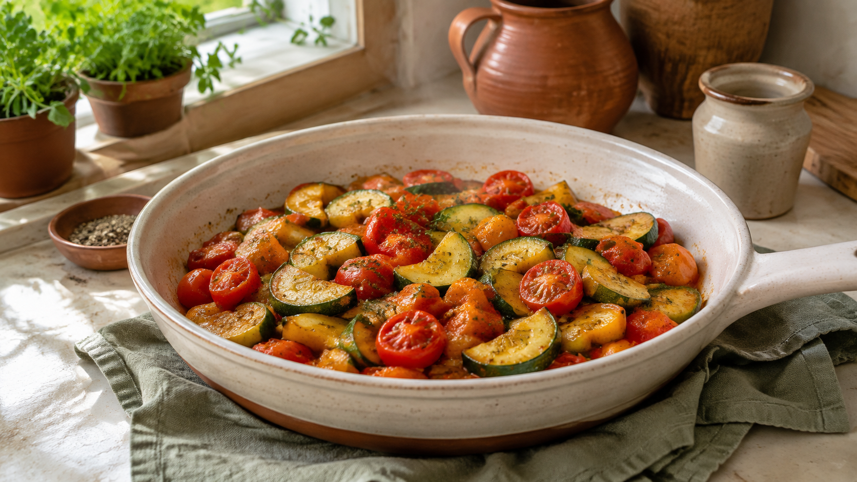 Schnelle Tomaten-Zucchini-Pfanne