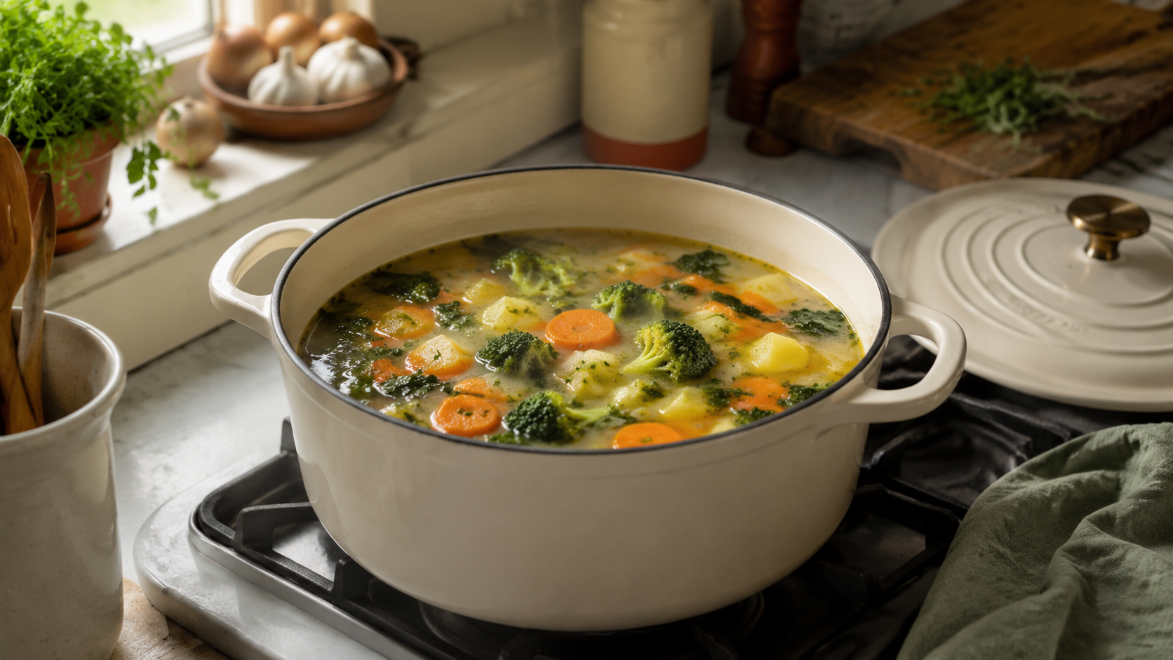 Zubereitung von Reste-Gemüsesuppe