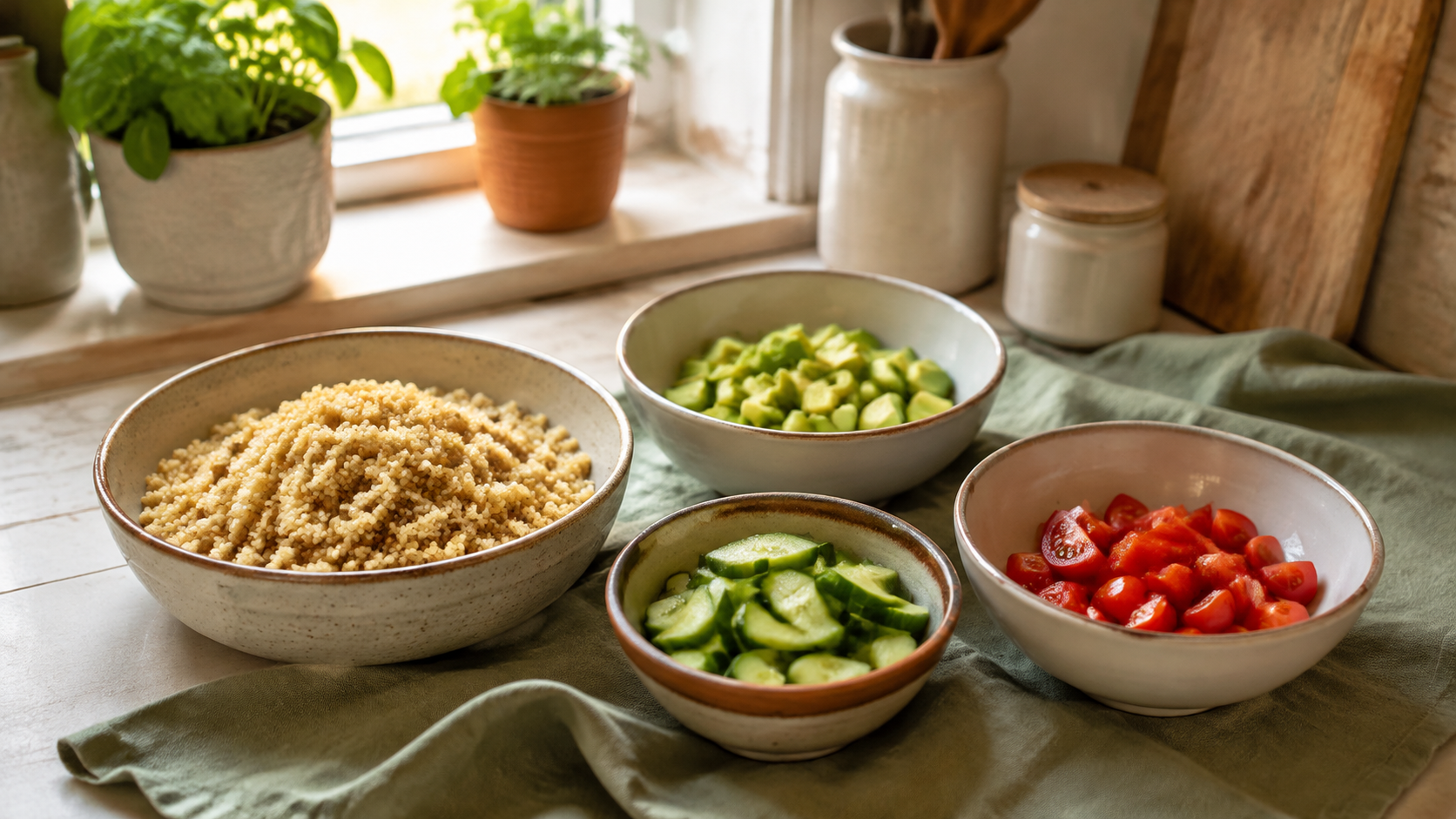 Zubereitung von Kalorienarmer Salat mit Quinoa und Avocado