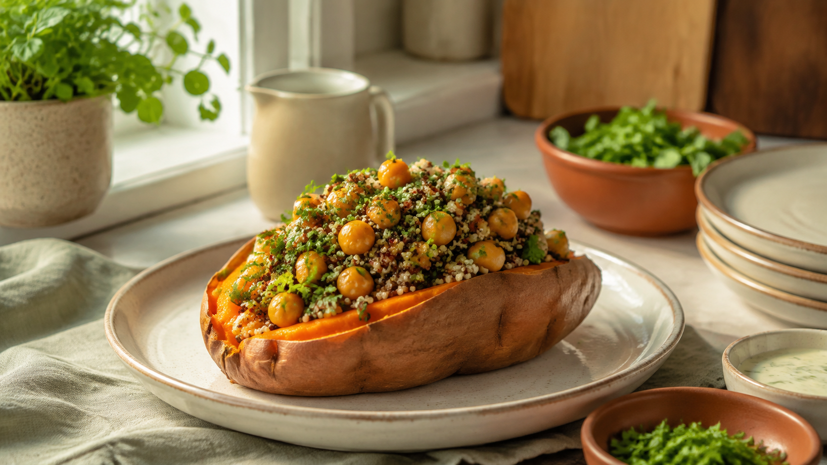 Ofen-Süßkartoffel mit Quinoa-Füllung