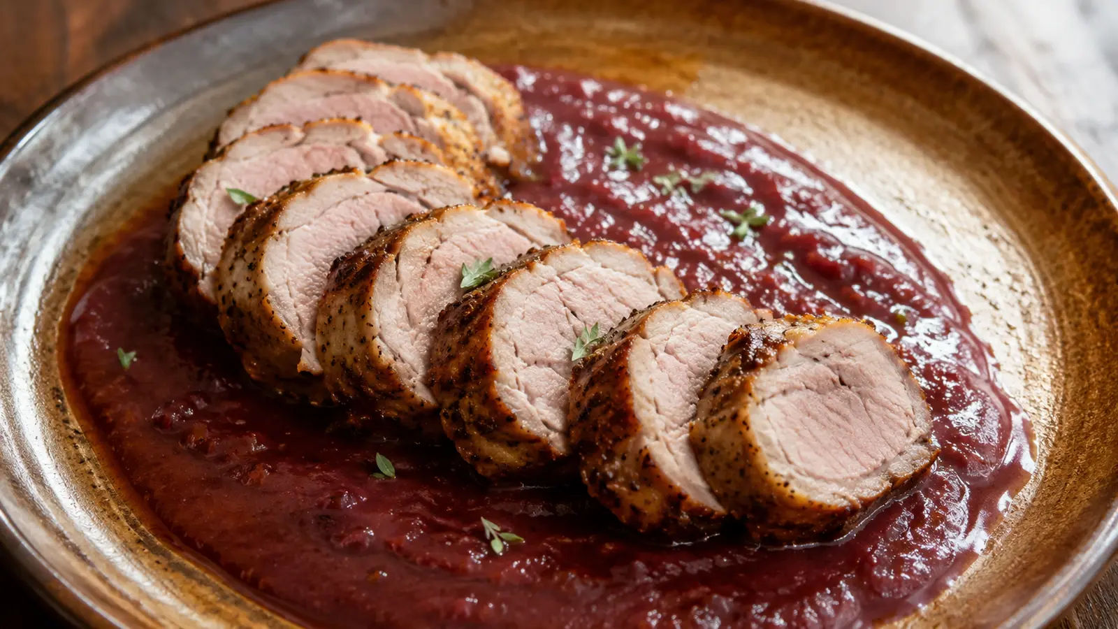 Schweinefilet in Rotwein-Wurzelgemüse-Sauce