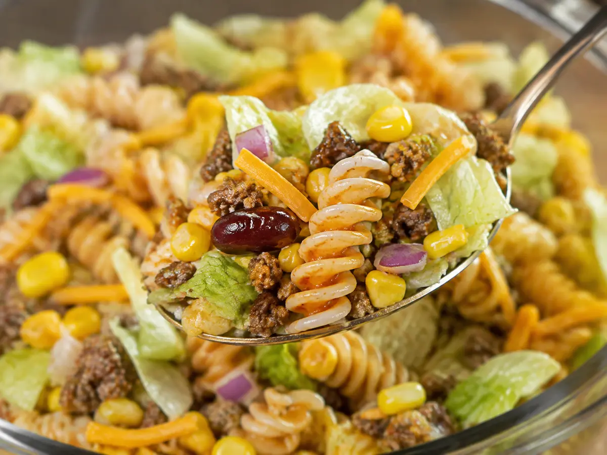 Detailansicht von Taco Pasta Salat