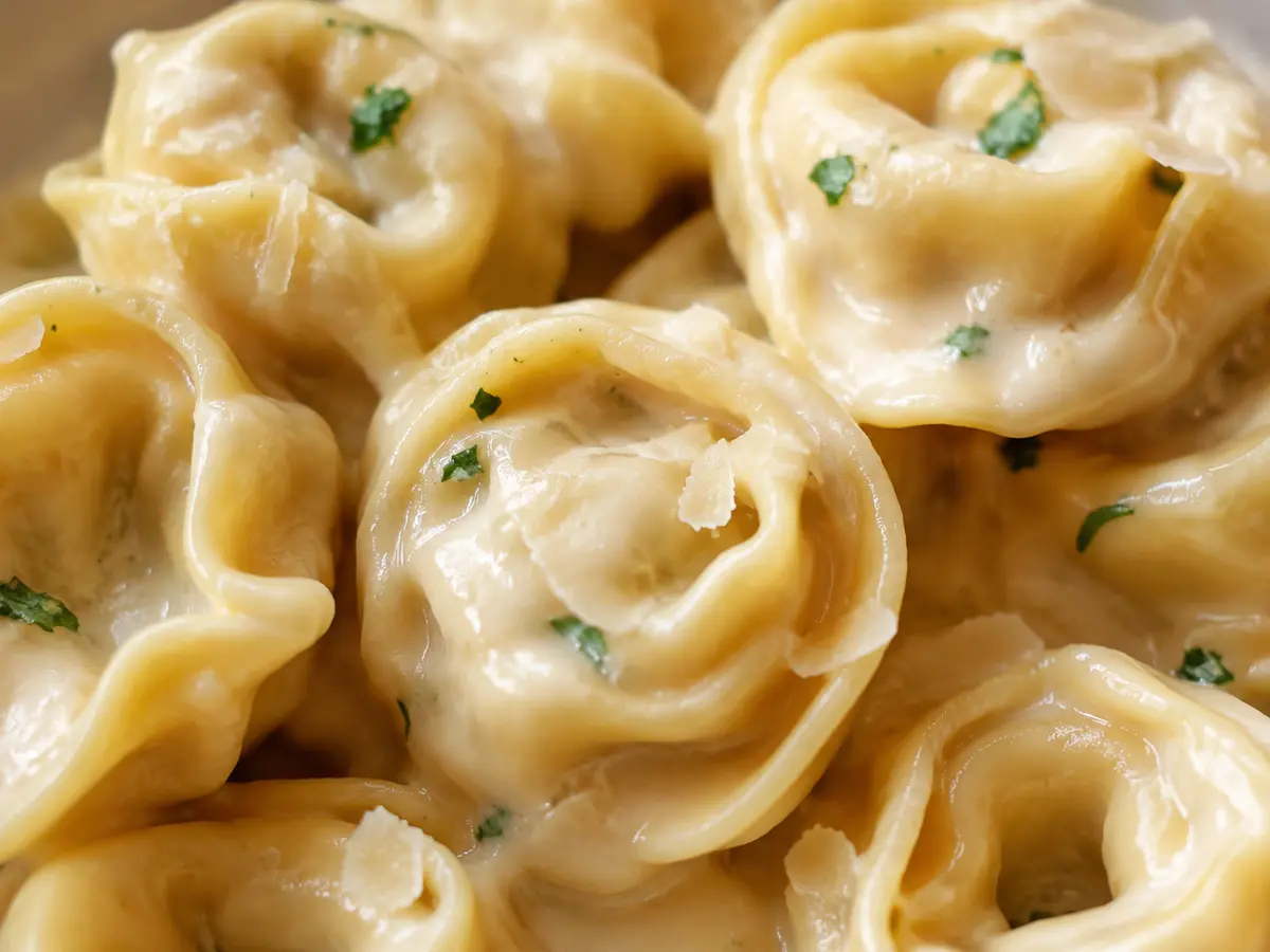 Detailansicht von Tortellini alla Panna